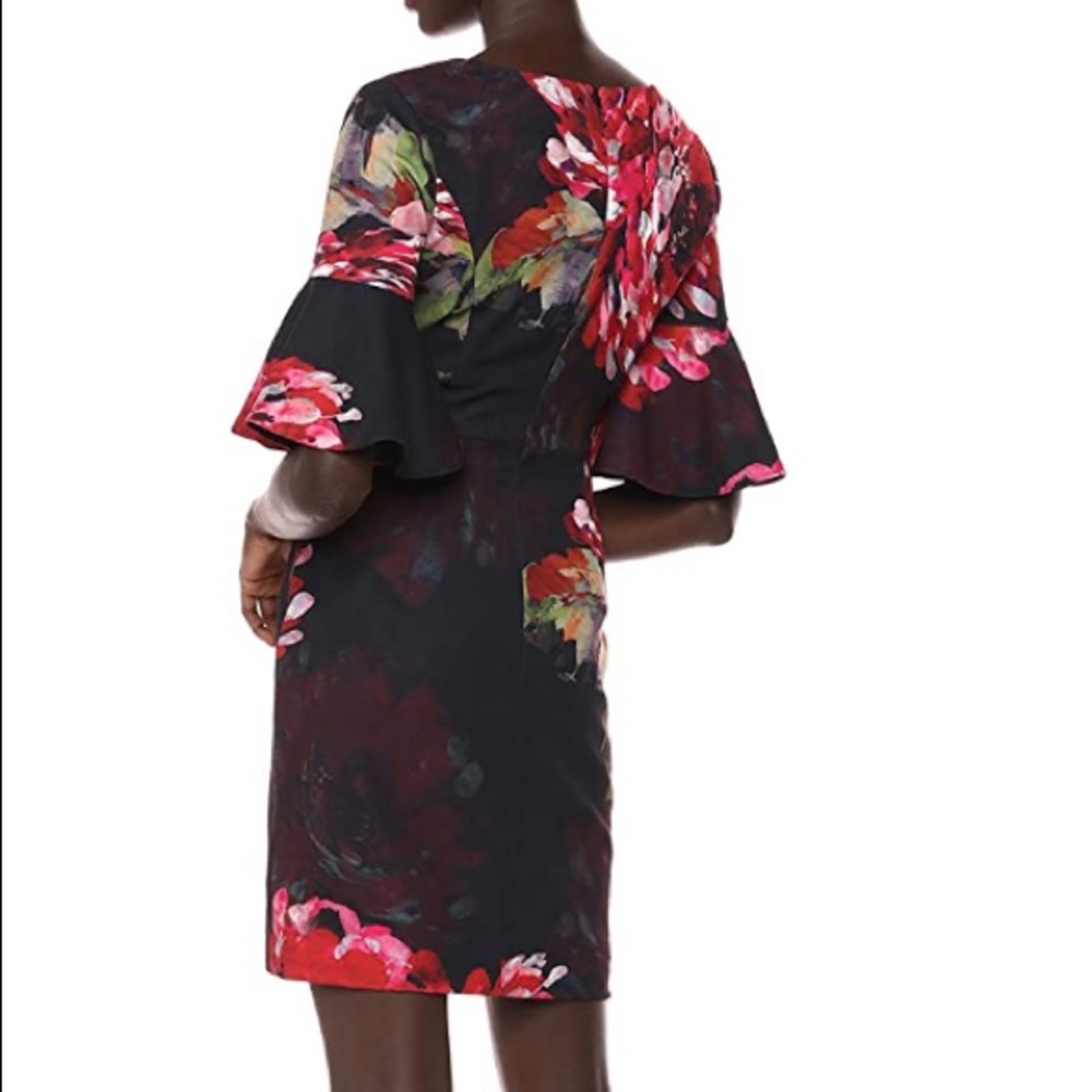 Trina Turk Float V Neck Ruffle Sleeve Dress - Picture 8 of 9